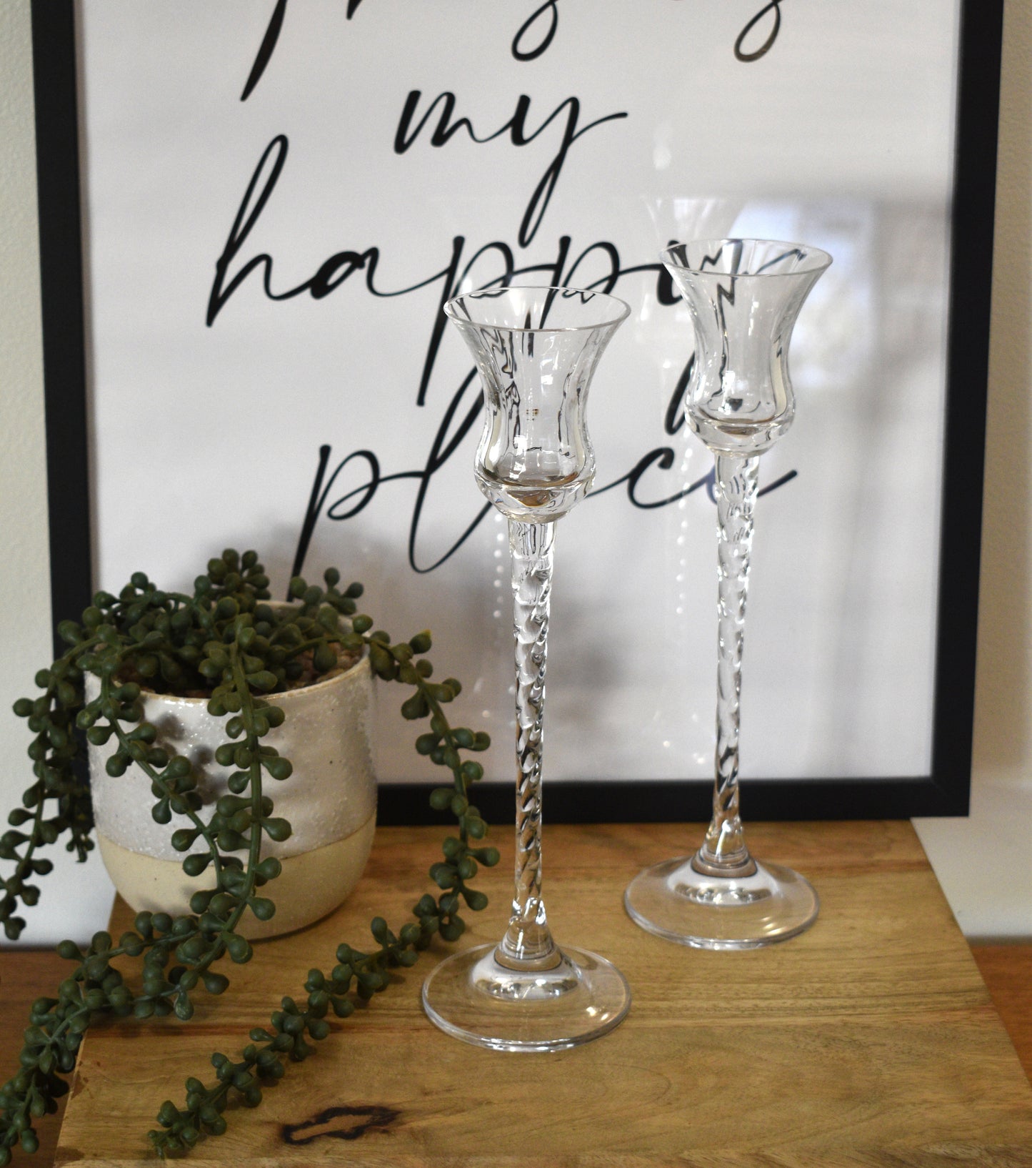 Vintage Crystal Taper candlestick Holders by Mikasa. Set of two