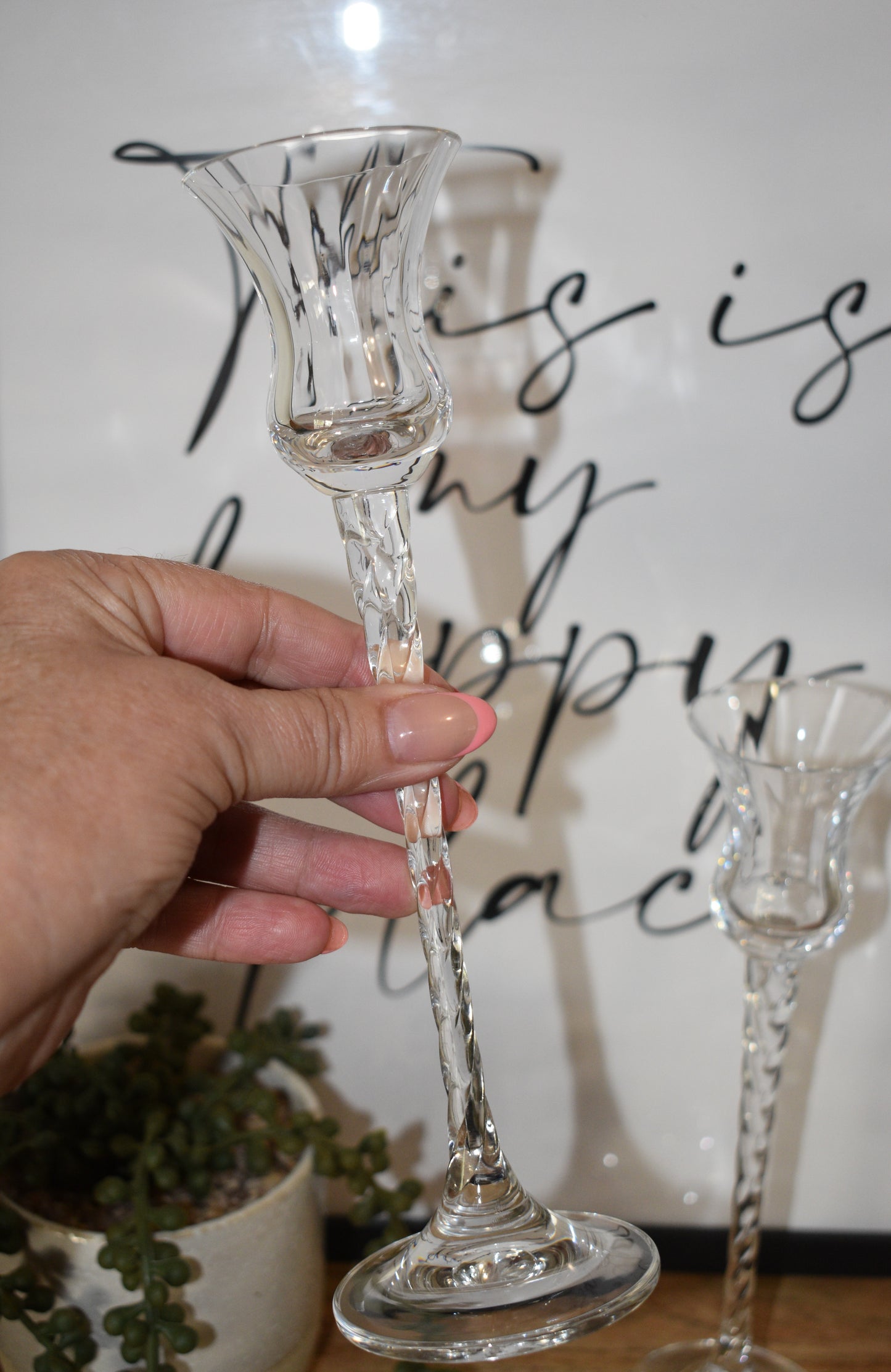 Vintage Crystal Taper candlestick Holders by Mikasa. Set of two