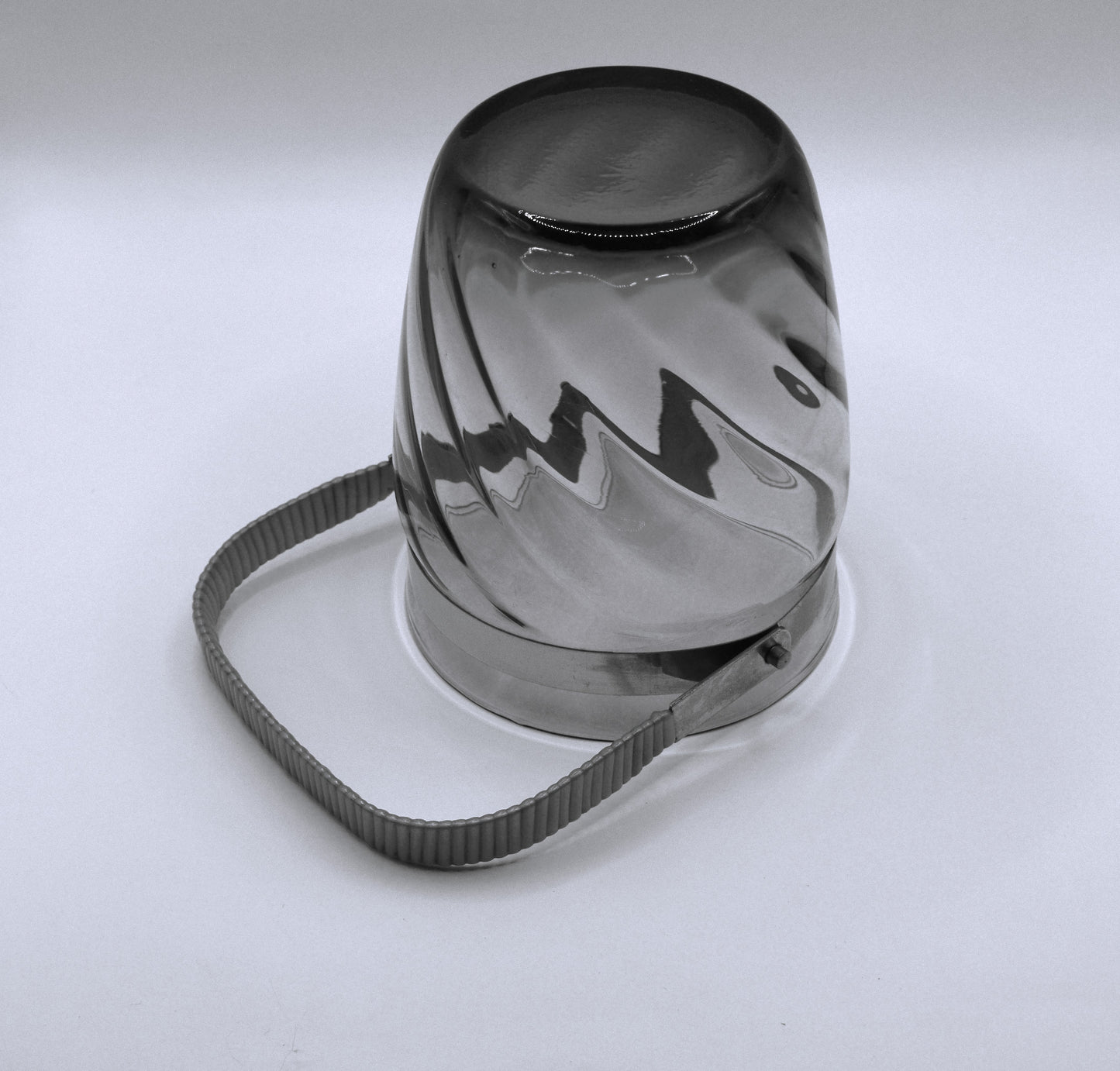 Vintage Amber Glass Ice Bucket with swing handle.