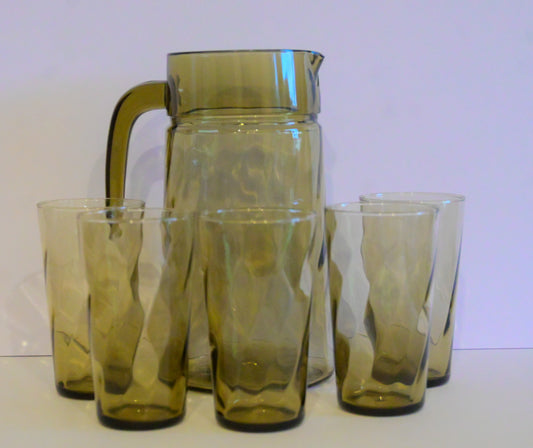 Vintage Luminarc Smokey Grey Water Set