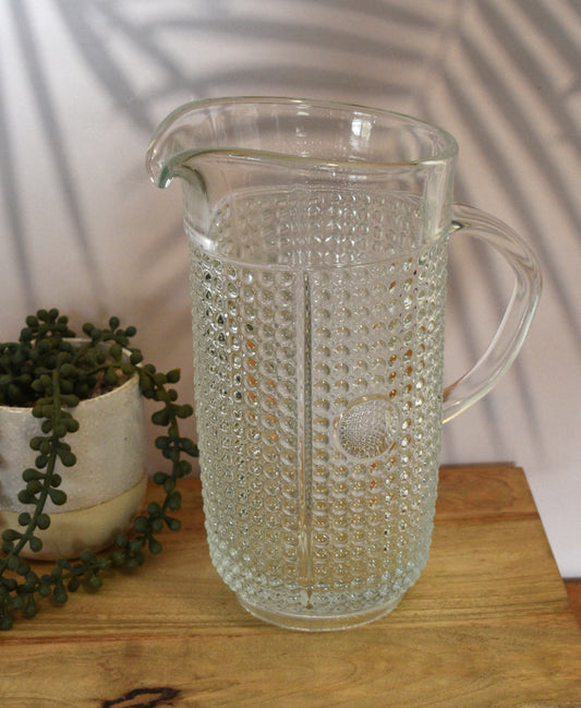 Vintage pressed Czech glass pitcher