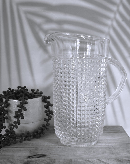 Vintage pressed Czech glass pitcher