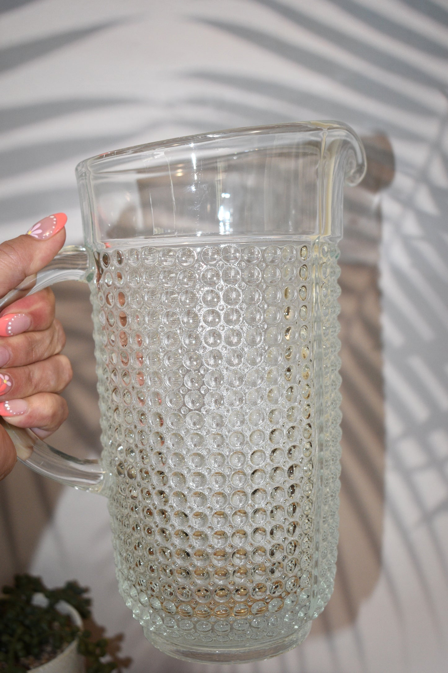 Vintage pressed Czech glass pitcher
