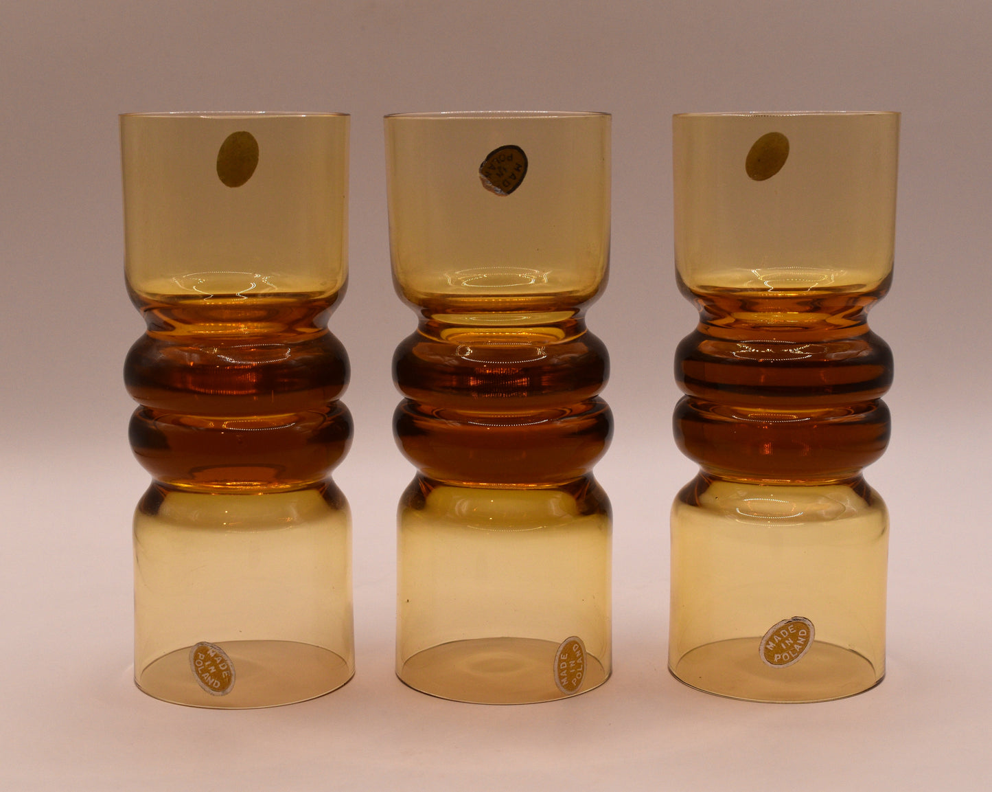 Vintage Polish Amber Glass Decanter Set.
