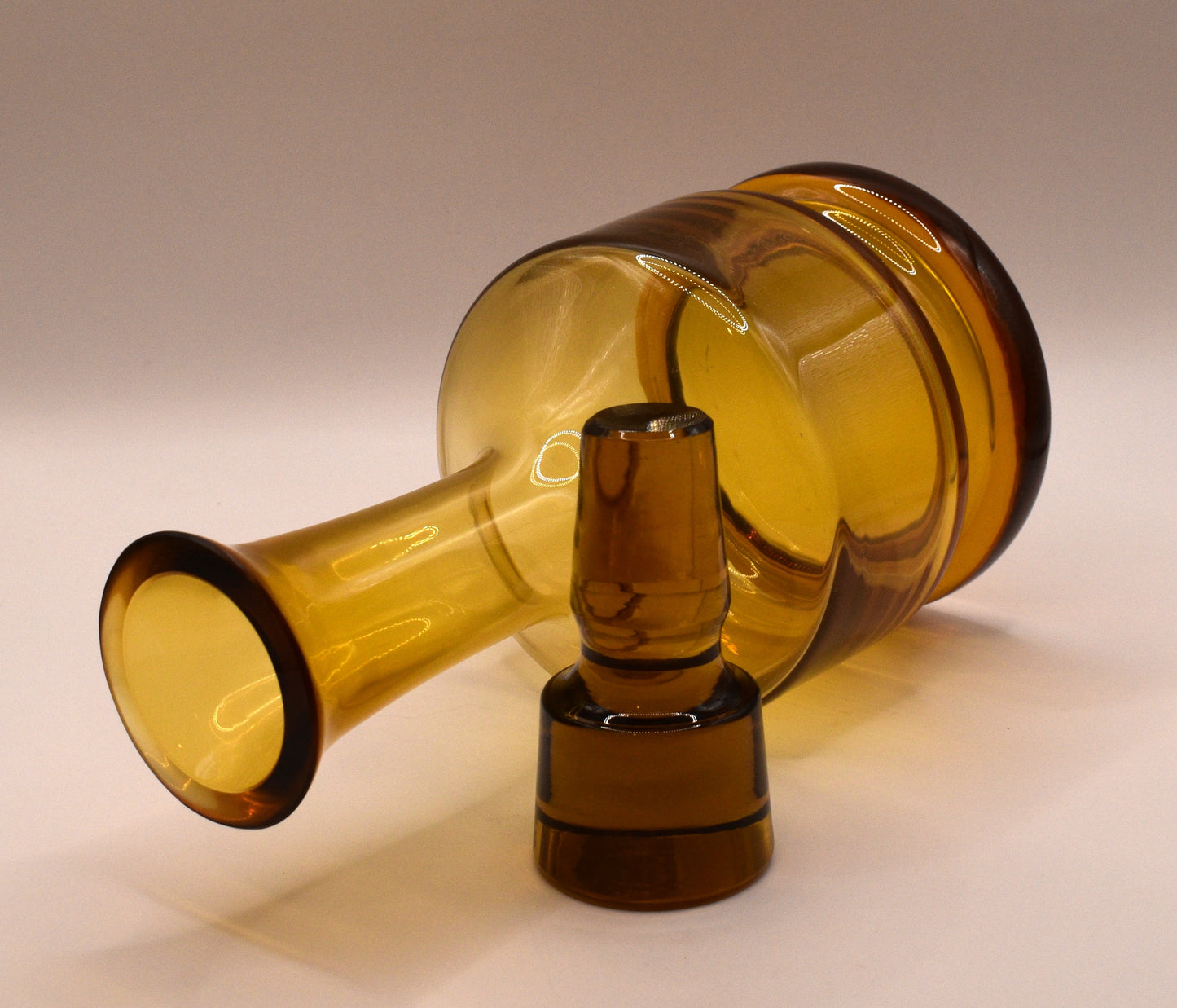 Vintage Polish Amber Glass Decanter Set.
