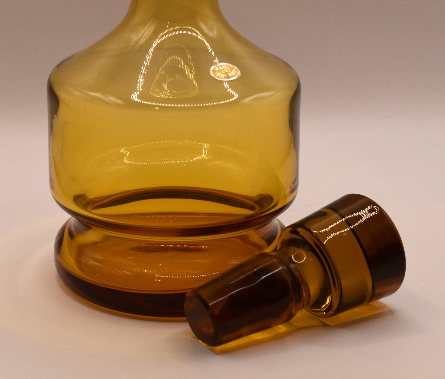 Vintage Polish Amber Glass Decanter Set.