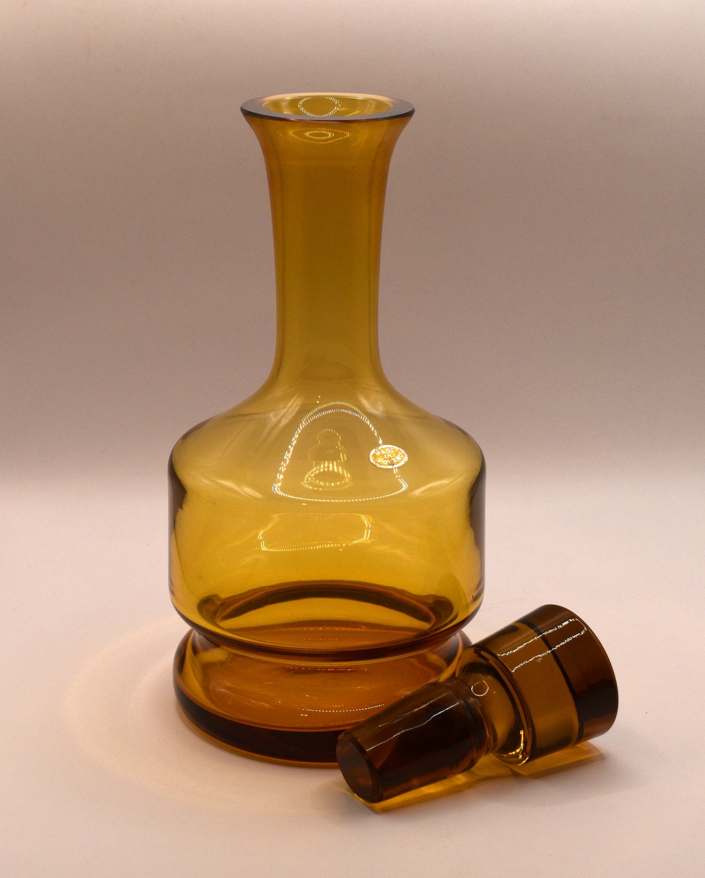 Vintage Polish Amber Glass Decanter Set.
