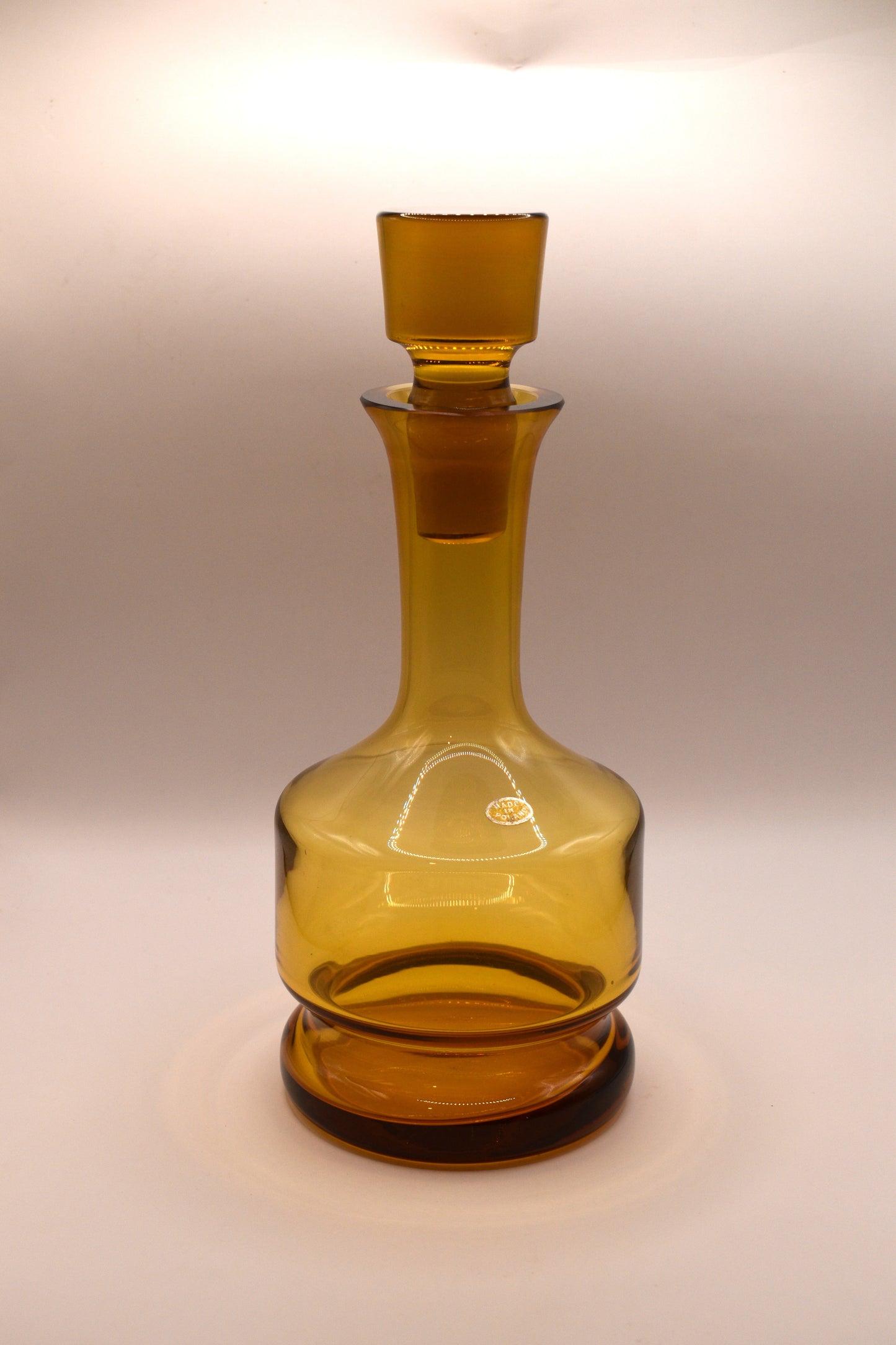 Vintage Polish Amber Glass Decanter Set.