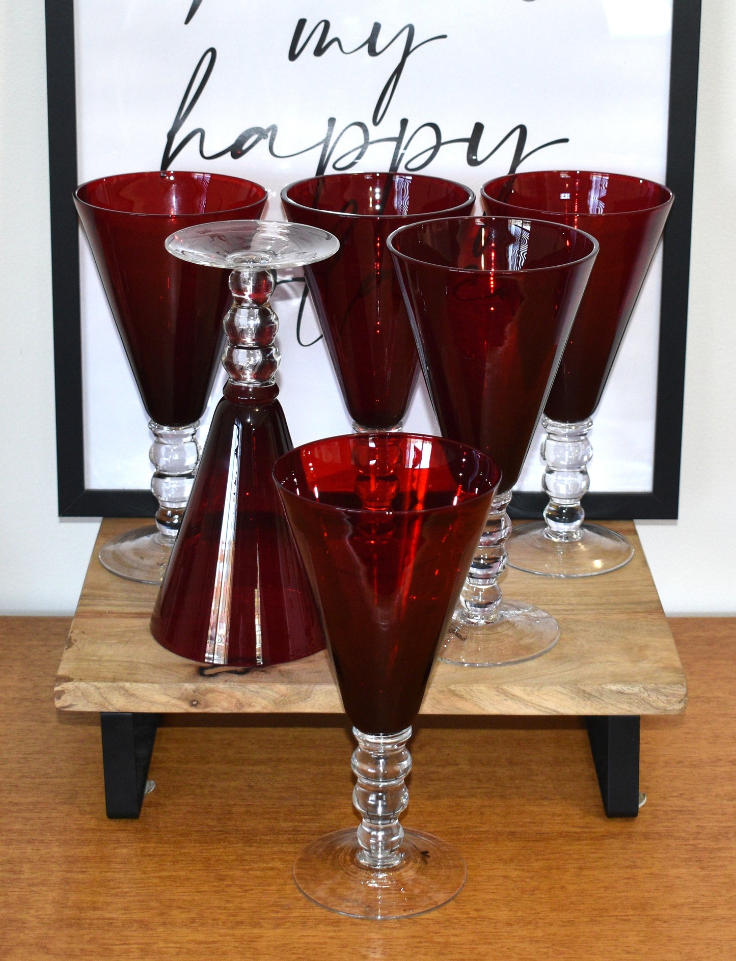 Red Glass Wine Goblets - French Country Collection - Set of 6