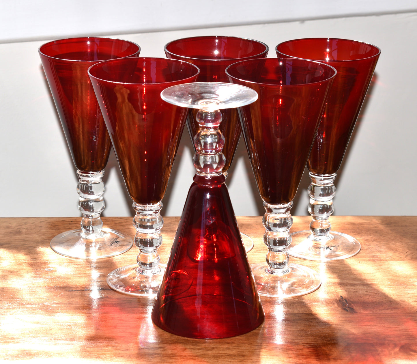 Red Glass Wine Goblets - French Country Collection - Set of 6
