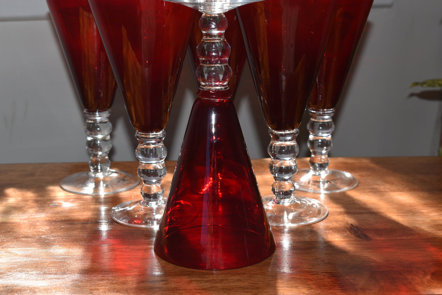 Red Glass Wine Goblets - French Country Collection - Set of 6