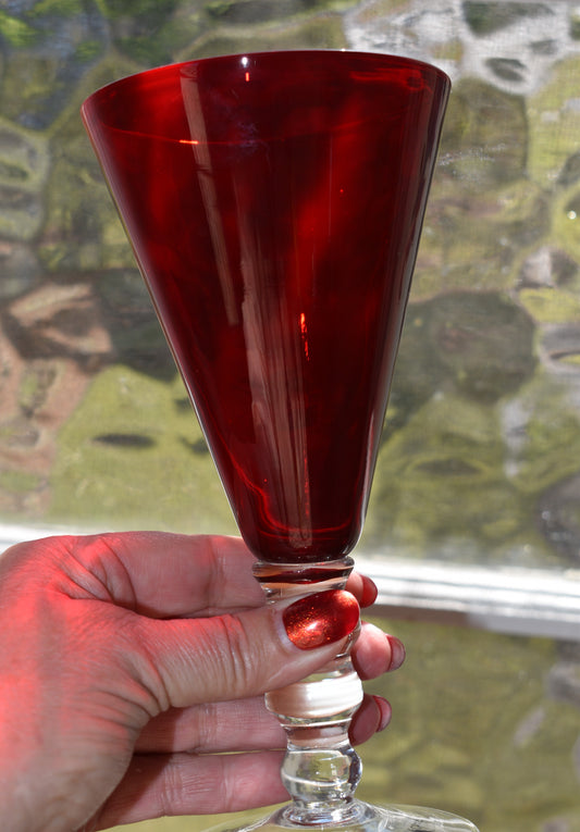 Red Glass Wine Goblets - French Country Collection - Set of 6