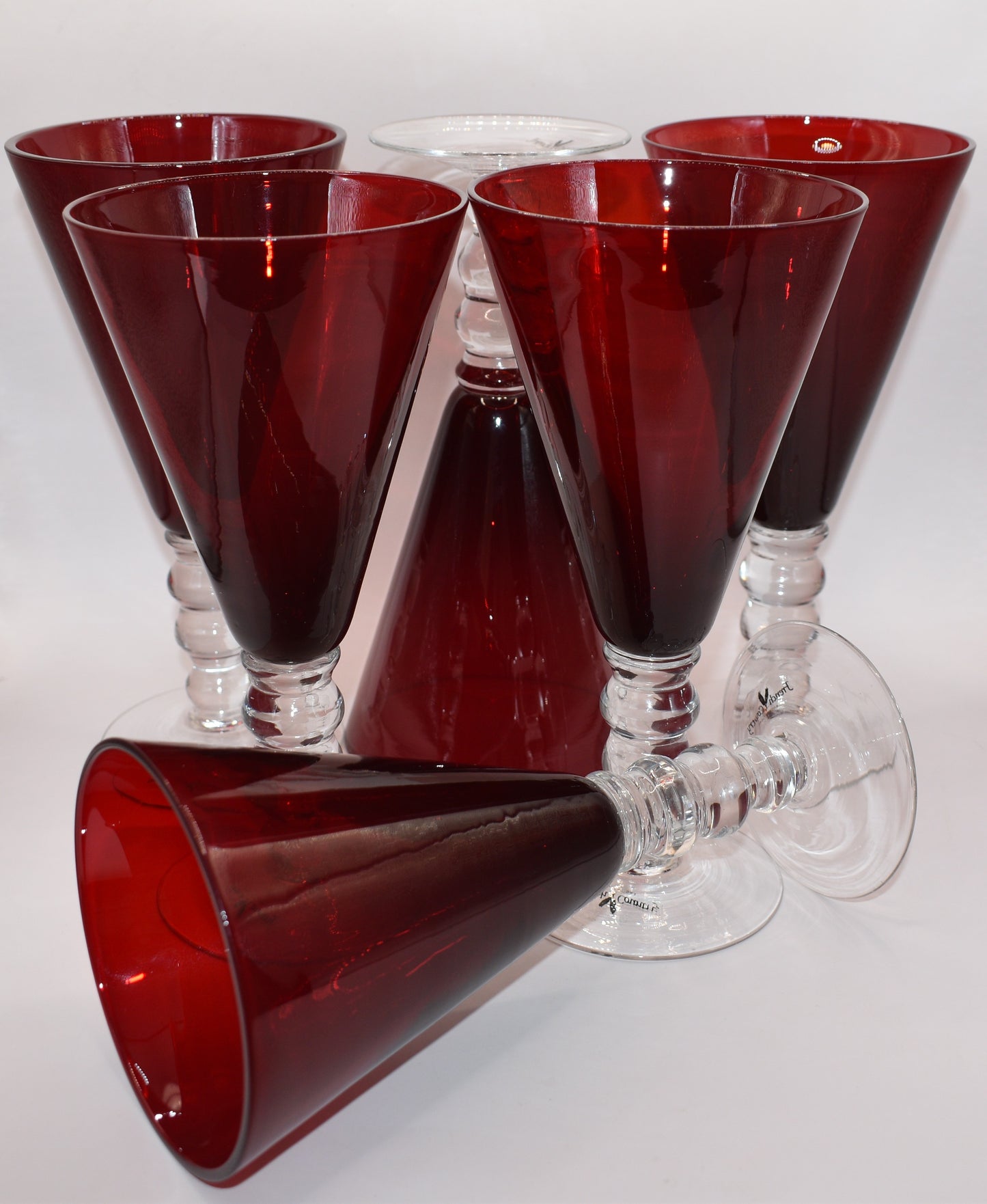 Red Glass Wine Goblets - French Country Collection - Set of 6