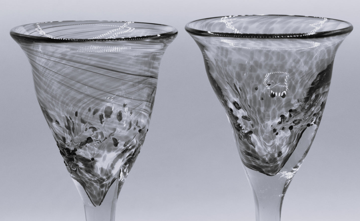 Handblown pink Wine goblets. Set of 4