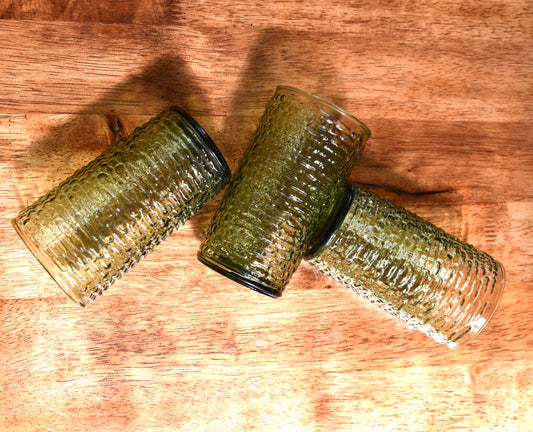 "Soreno" Drinking glasses - Vintage Green Anchor Hocking - Set of 3
