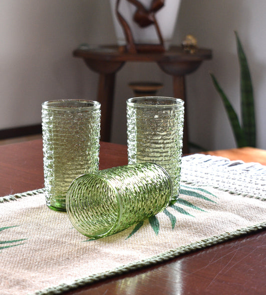 "Soreno" Drinking glasses - Vintage Green Anchor Hocking - Set of 3