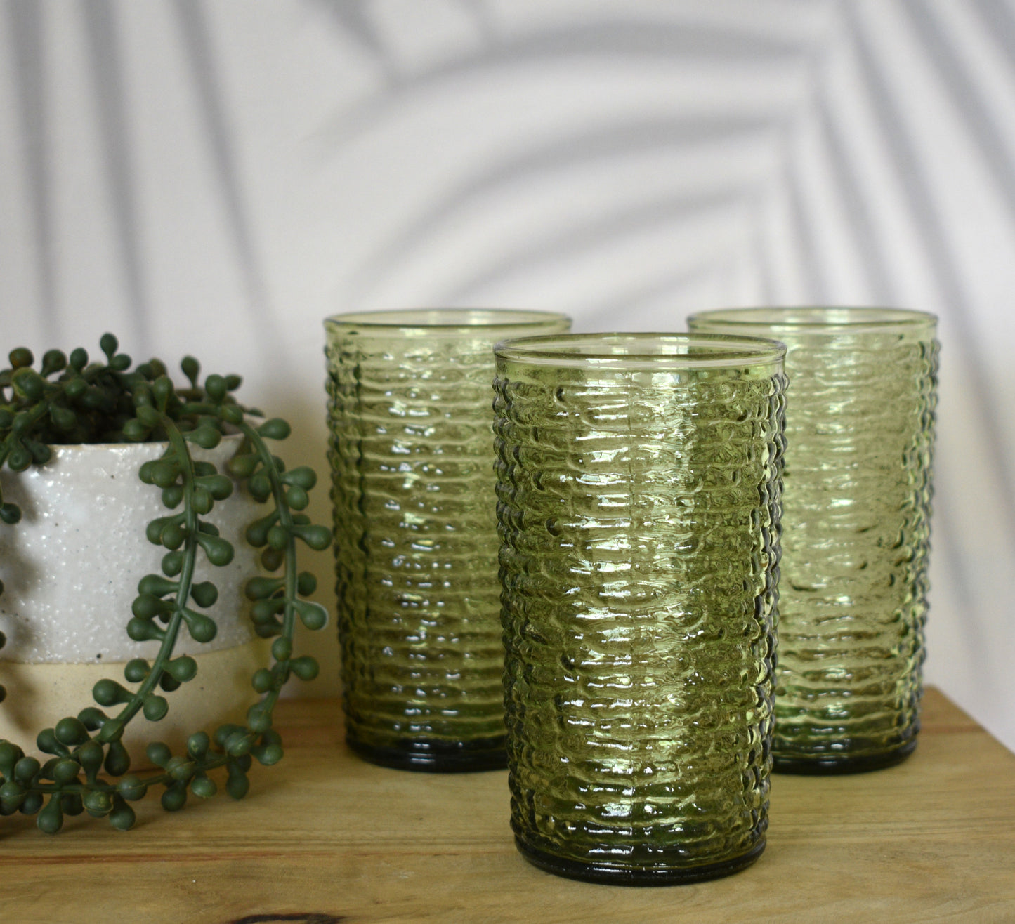 "Soreno" Drinking glasses - Vintage Green Anchor Hocking - Set of 3