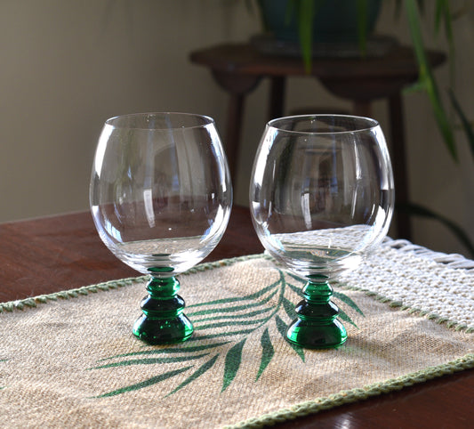 Green Stemmed Wine Glasses Set of 2