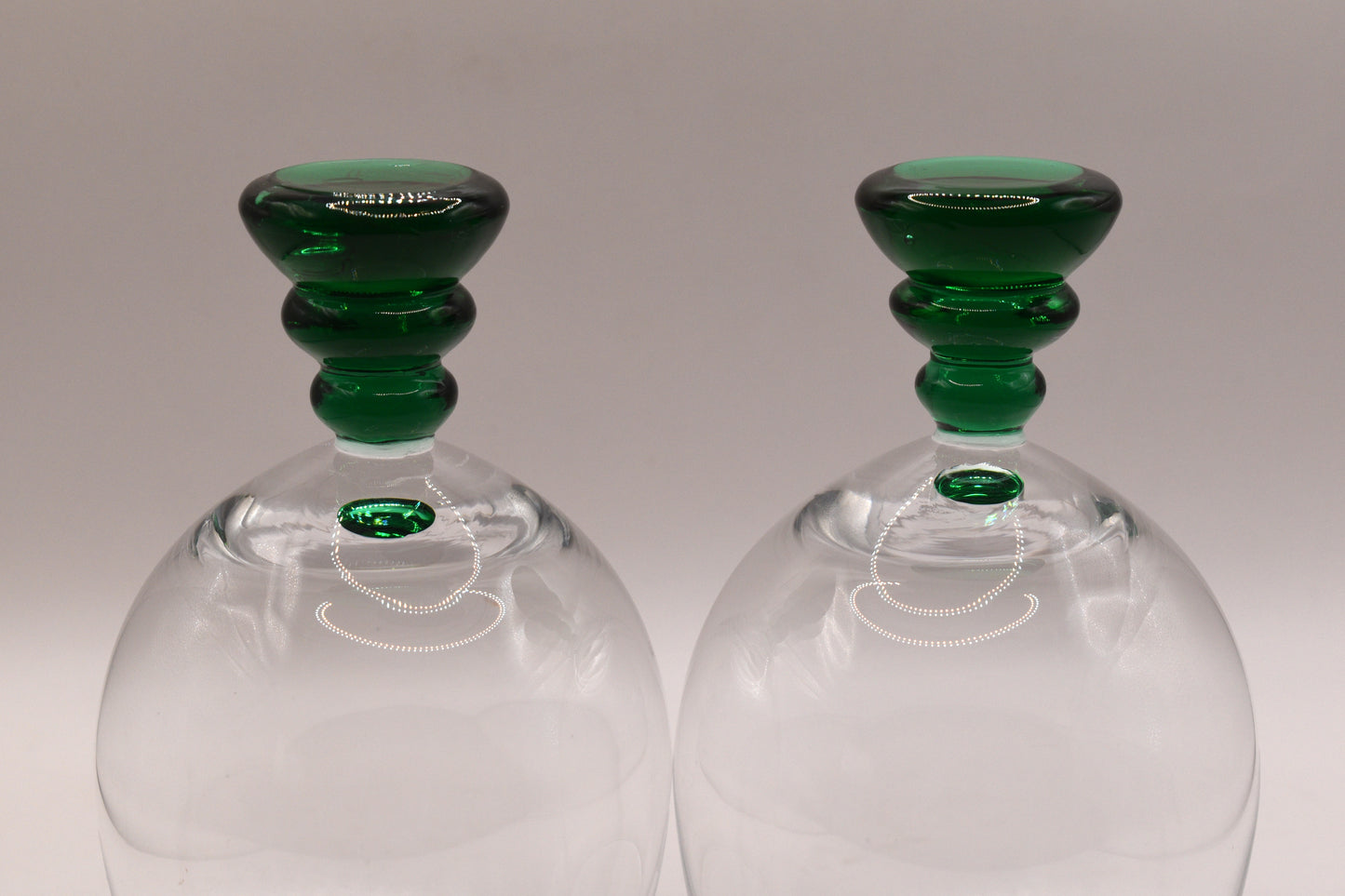 Green Stemmed Wine Glasses Set of 2
