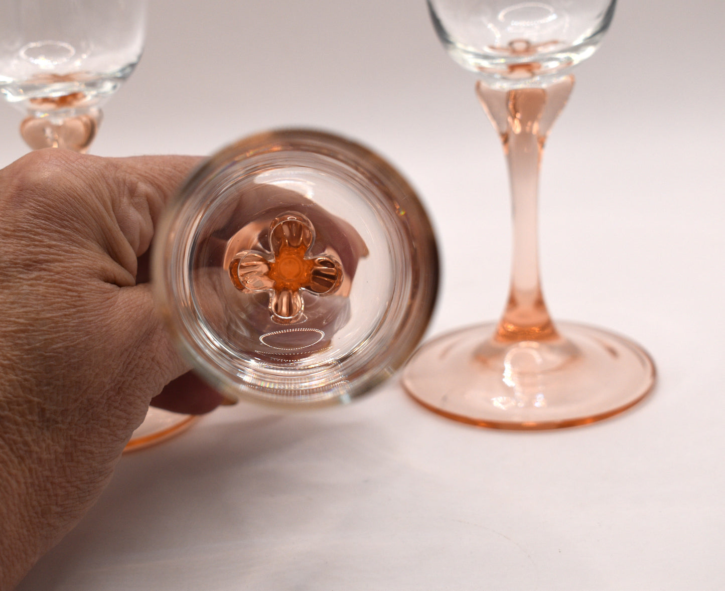 Vintage Pink Blush Stemmed Champagne Glasses - Luminarc Veronese - Set of 3