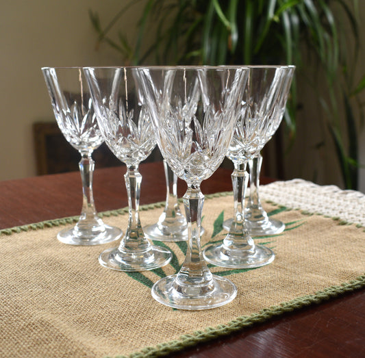 Vintage cut crystal Wine Glasses. set of 6