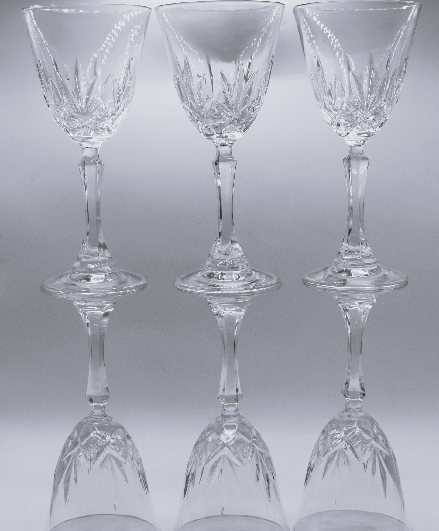 Vintage cut crystal Wine Glasses. set of 6