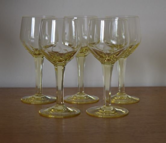 Bramor Hand Cut Lead Crystal Decanter and 5 stemmed Liqueur glasses by Hoya. Made in Japan