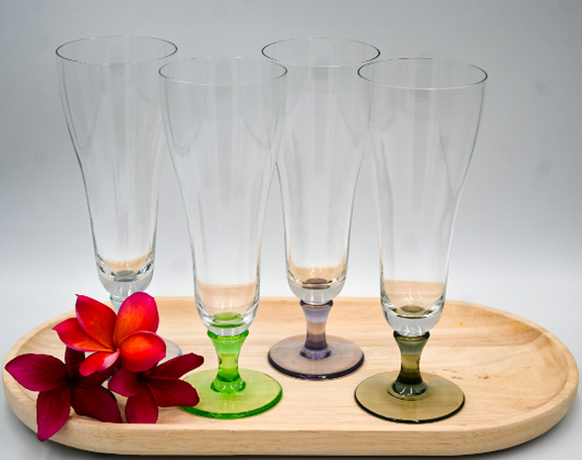 Vintage Harlequin Parfait/Champagne/Cider Glasses. Set of 4