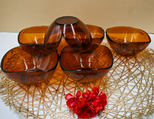 Vintage Amber Vereco Candy/Salad Small Bowls. Set of 6