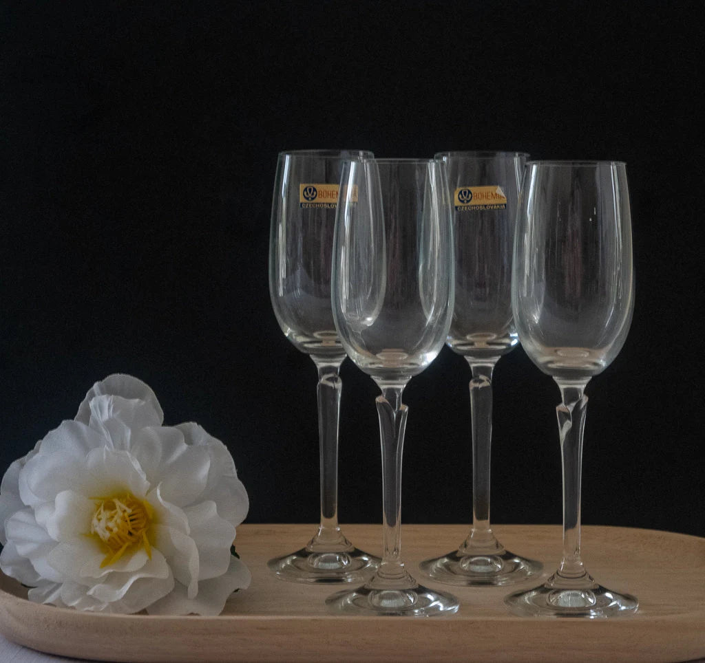 Vintage Bohemia Crystal Sherry/Port/Wine Glasses