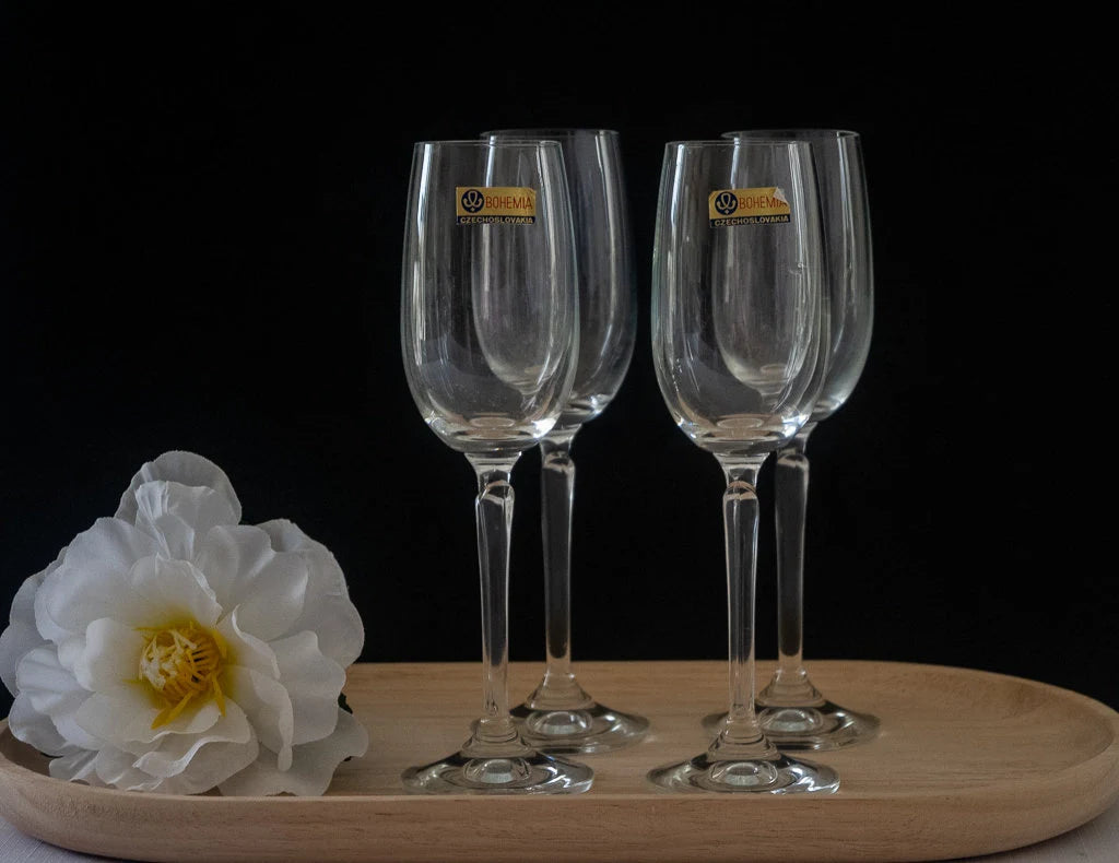 Vintage Bohemia Crystal Sherry/Port/Wine Glasses