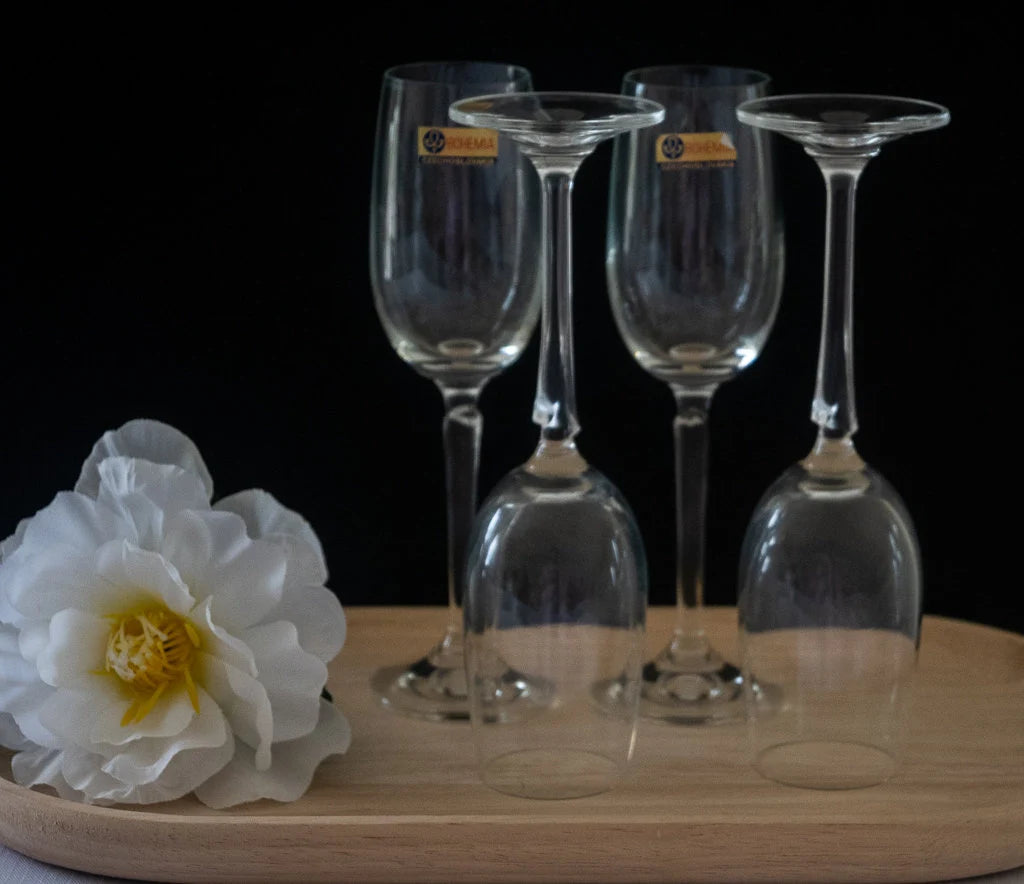 Vintage Bohemia Crystal Sherry/Port/Wine Glasses