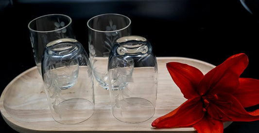 Vintage Etched Tumblers. Set of 4