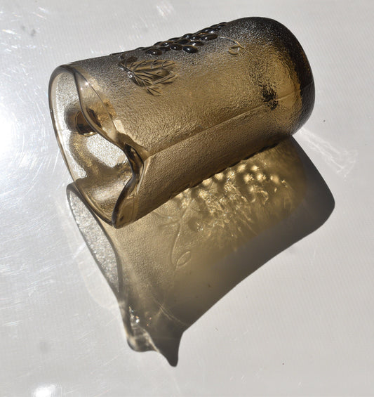 Vintage KIG Smokey Brown Glass Milk Jug, Grape Vine Pattern, KIG Indonesia Glass, Kitchen Decor, Pressed Glass