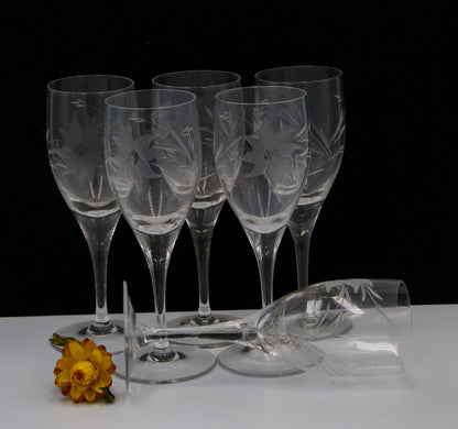 Flower Etched Crystal Port/sherry/liqueur Glasses