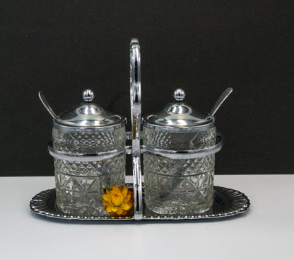 Vintage Glass and Silver Plated Jam/condiment Holder