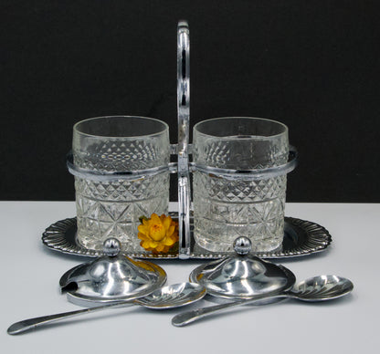 Vintage Glass and Silver Plated Jam/condiment Holder