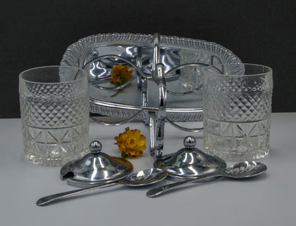 Vintage Glass and Silver Plated Jam/condiment Holder