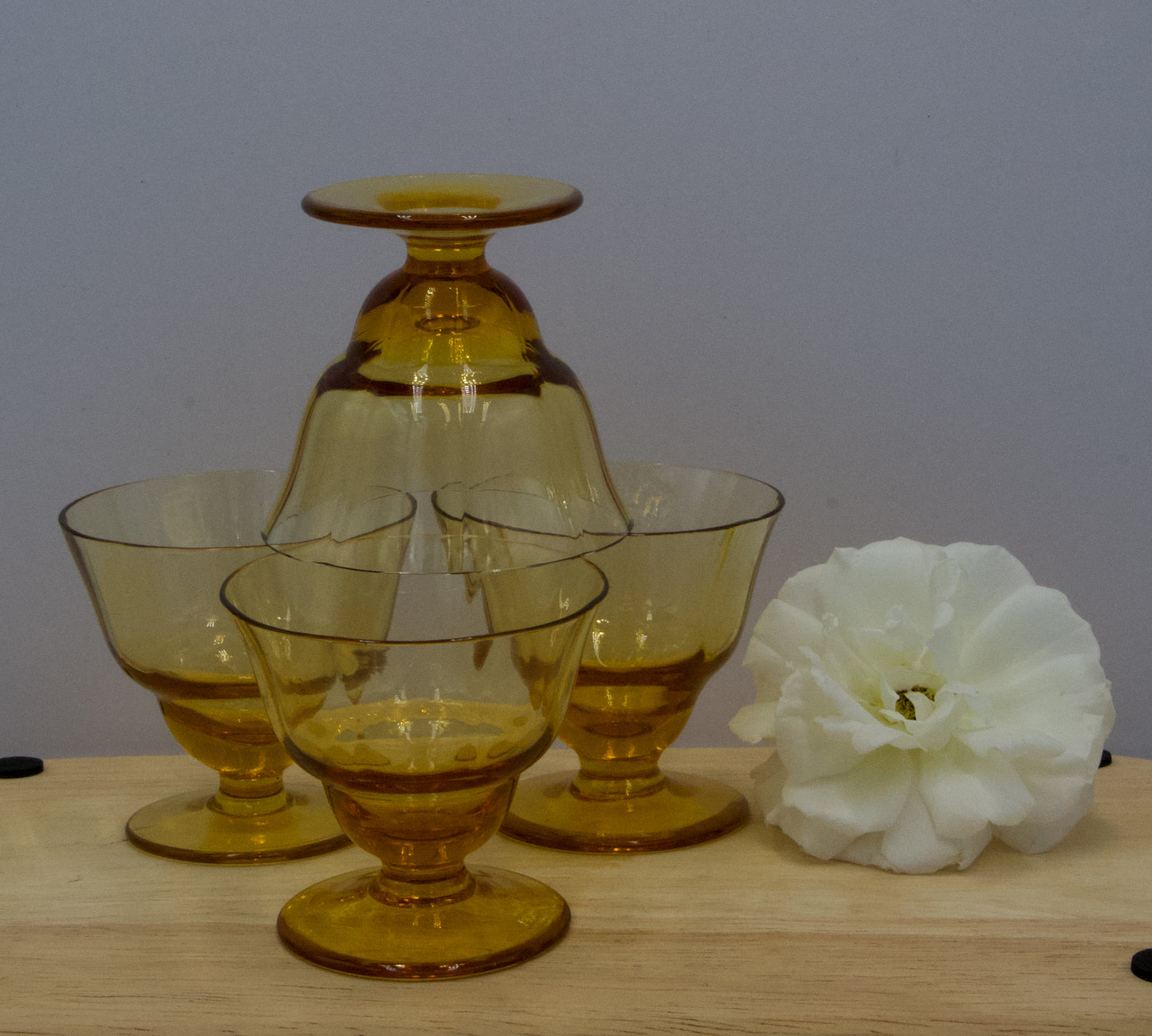 Vintage Amber Shot/Liqueur Glasses x 4