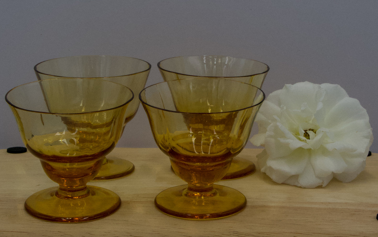 Vintage Amber Shot/Liqueur Glasses x 4