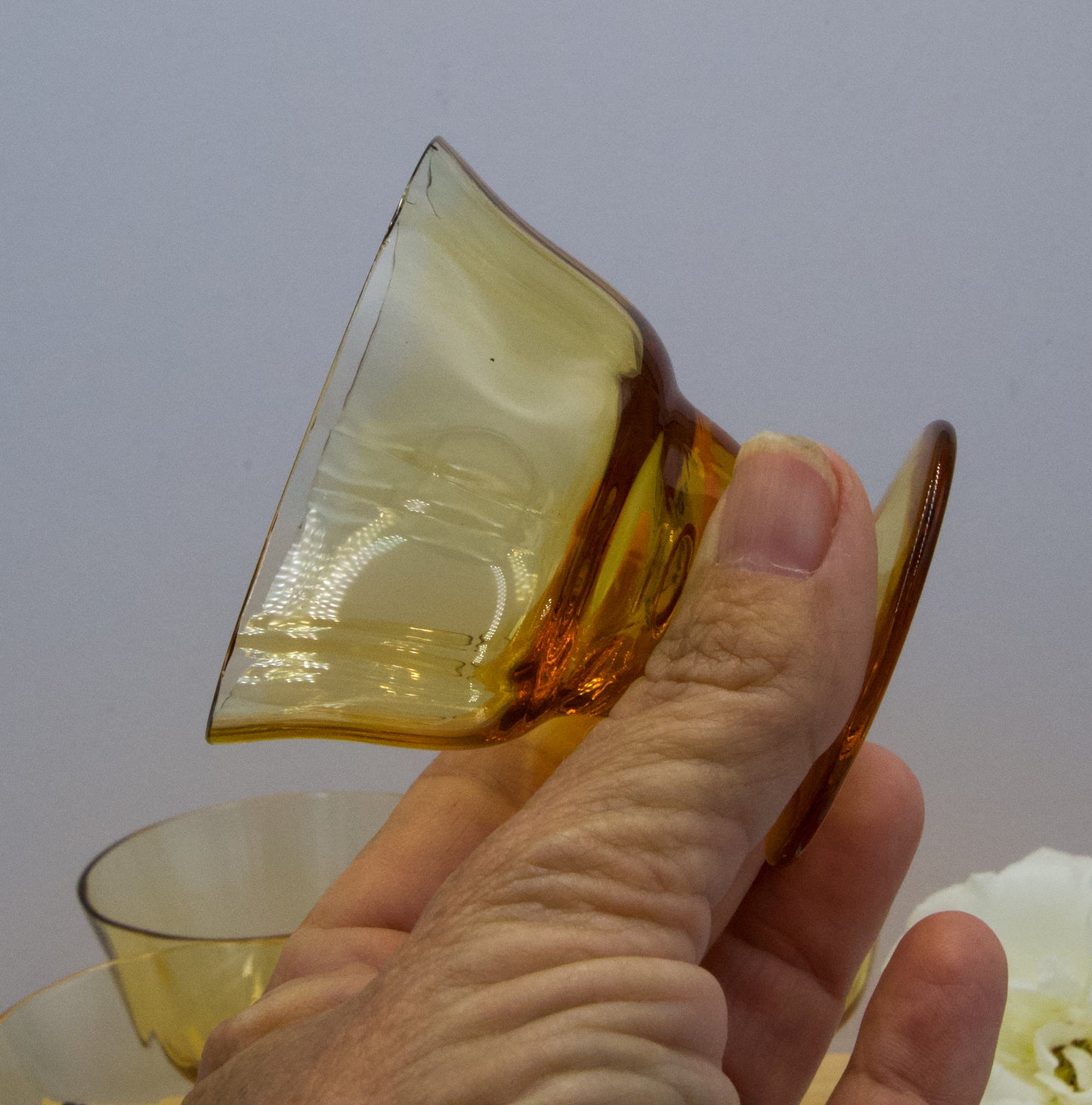 Vintage Amber Shot/Liqueur Glasses x 4