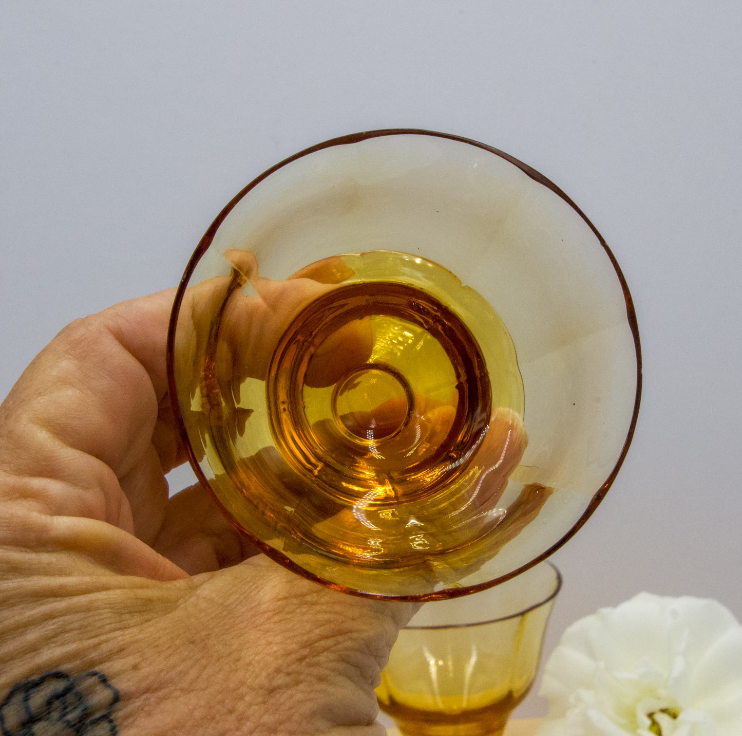 Vintage Amber Shot/Liqueur Glasses x 4