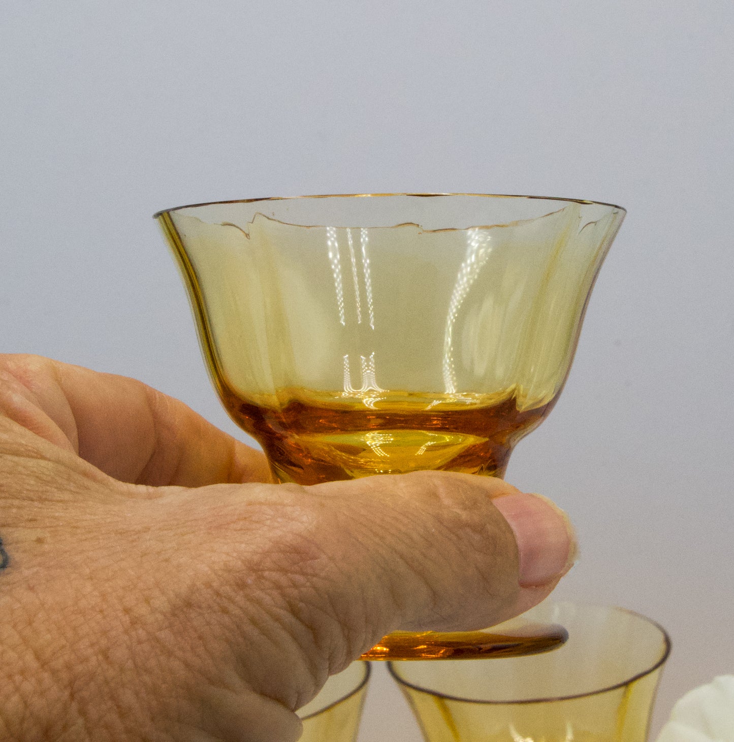 Vintage Amber Shot/Liqueur Glasses x 4