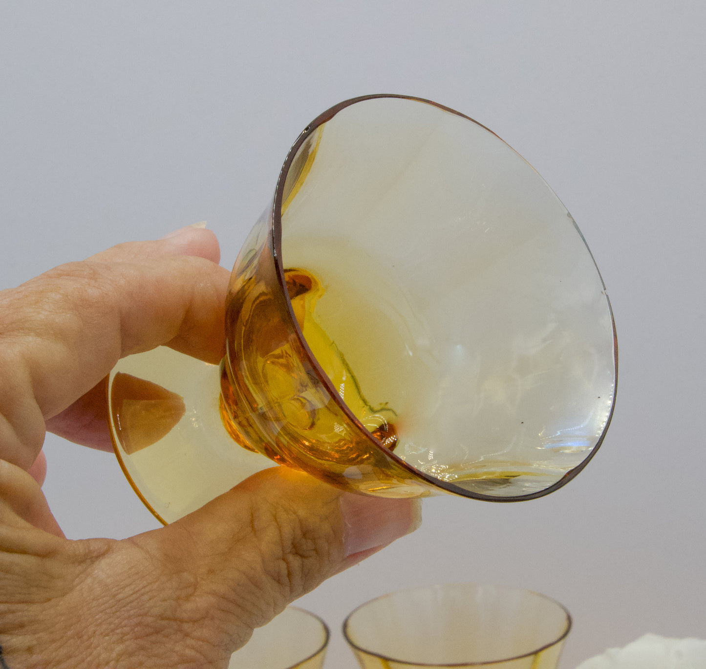 Vintage Amber Shot/Liqueur Glasses x 4