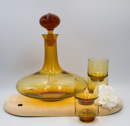 Polish Made Amber Decanter and Glasses