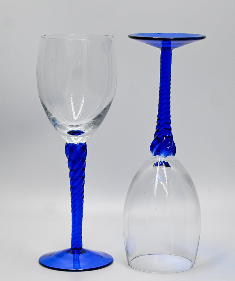 Cobalt Twisted Stem Wine Glasses