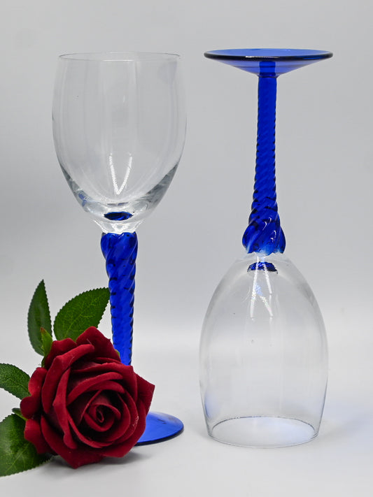 Cobalt Twisted Stem Wine Glasses