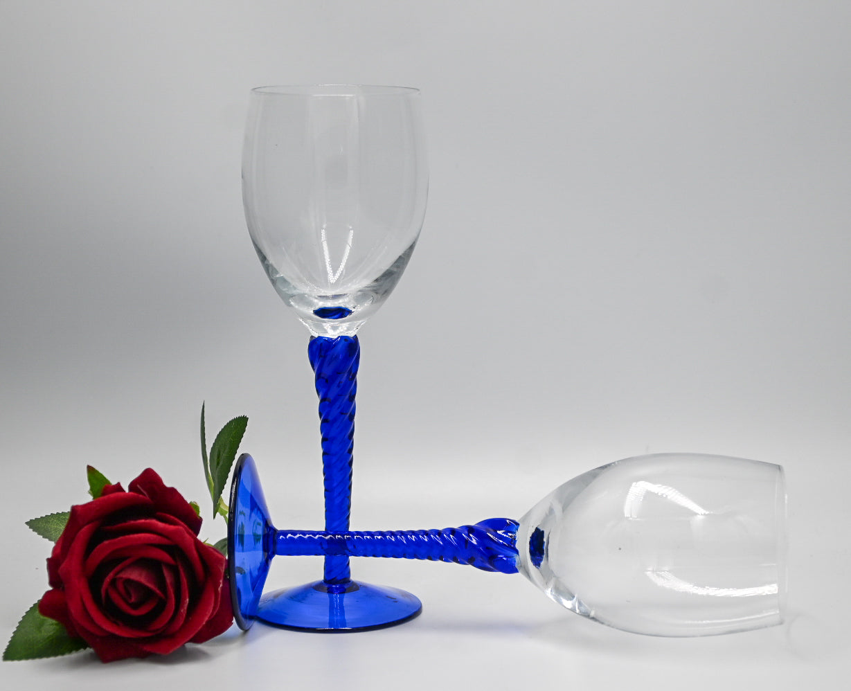 Cobalt Twisted Stem Wine Glasses