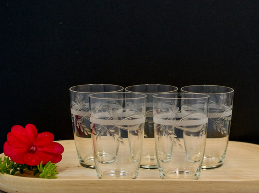 Small Vintage Frosted Band/ Cut Crystal Tumblers