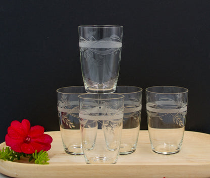 Small Vintage Frosted Band/ Cut Crystal Tumblers